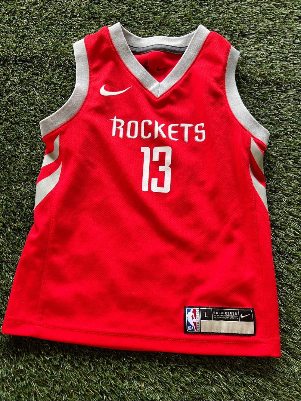 Nike Red Houston Rockets #13 Jersey with White Accents